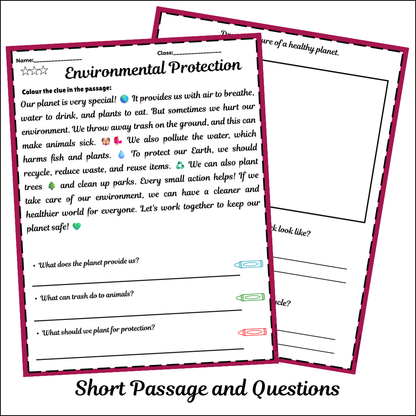 Environmental Protection | Short Reading Comprehension Creative Worksheet