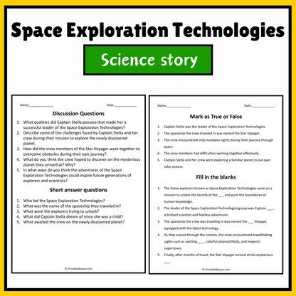 Space Exploration Technologies | Science Story Reading Comprehension Activity