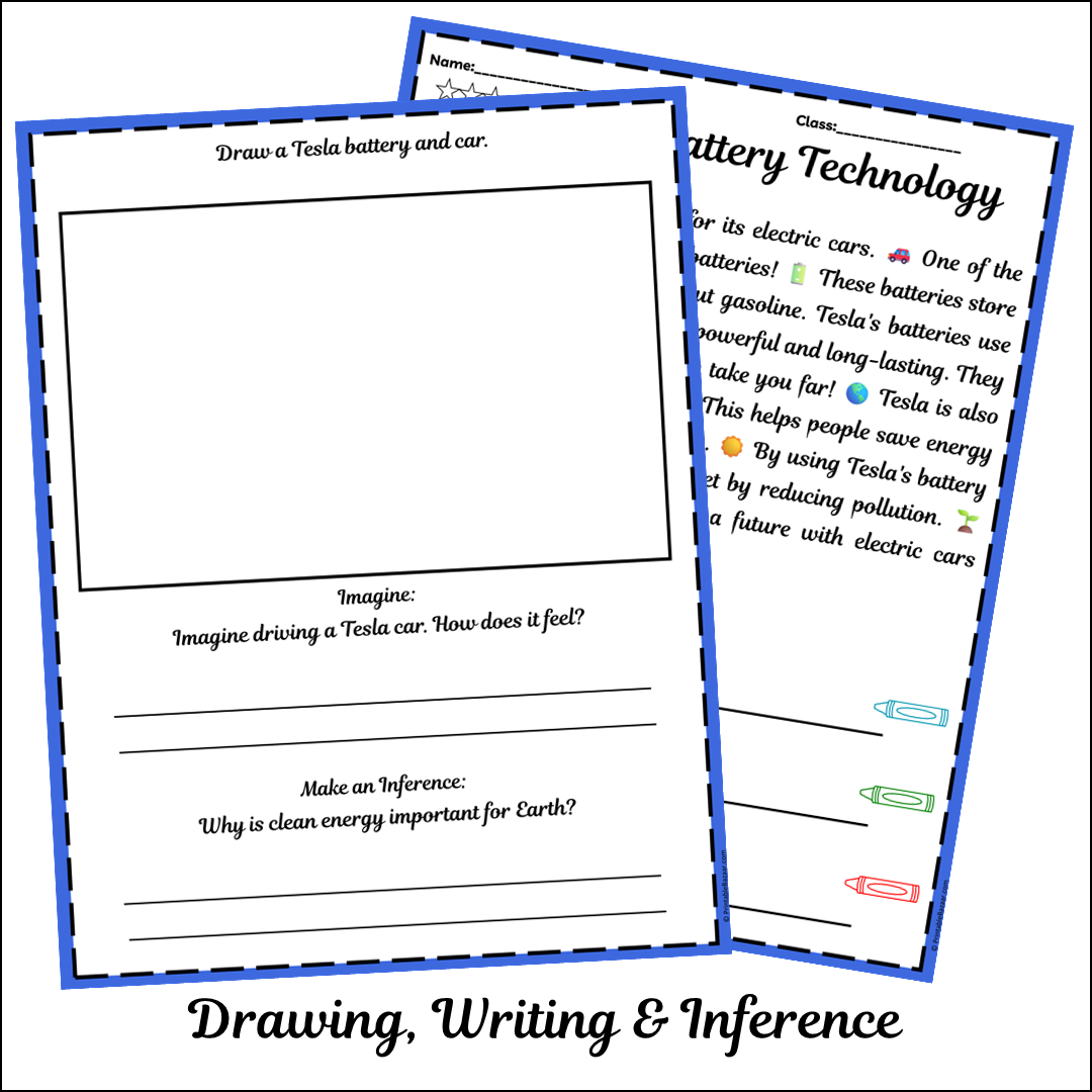 Tesla Battery Technology | Short Reading Comprehension Creative Worksheet