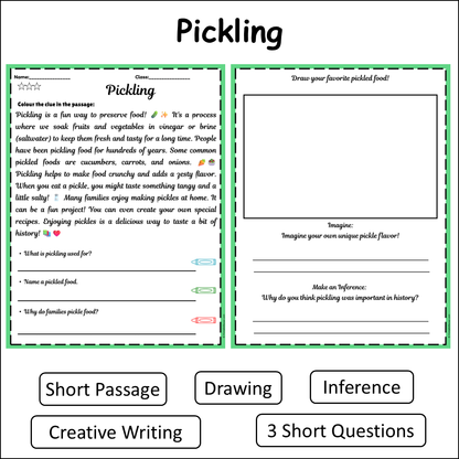 Pickling | Short Reading Comprehension Creative Worksheet
