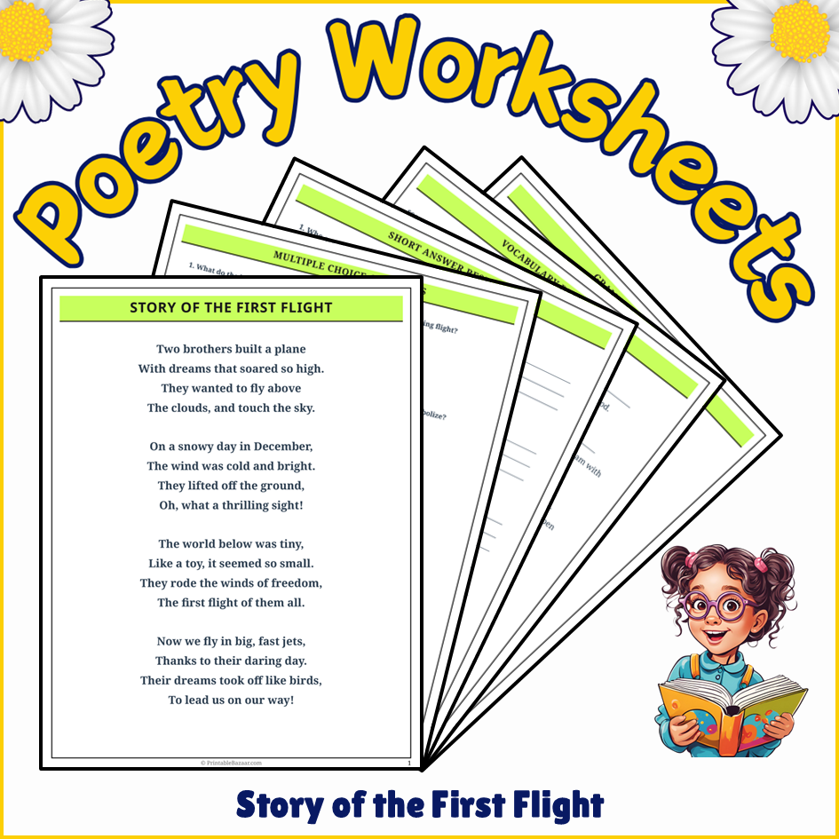 Story of the First Flight | Poem Grammar Worksheet Printable Activity ...