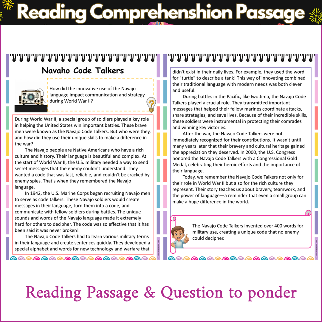 Navaho Code Talkers | Reading Comprehension Passage and Questions