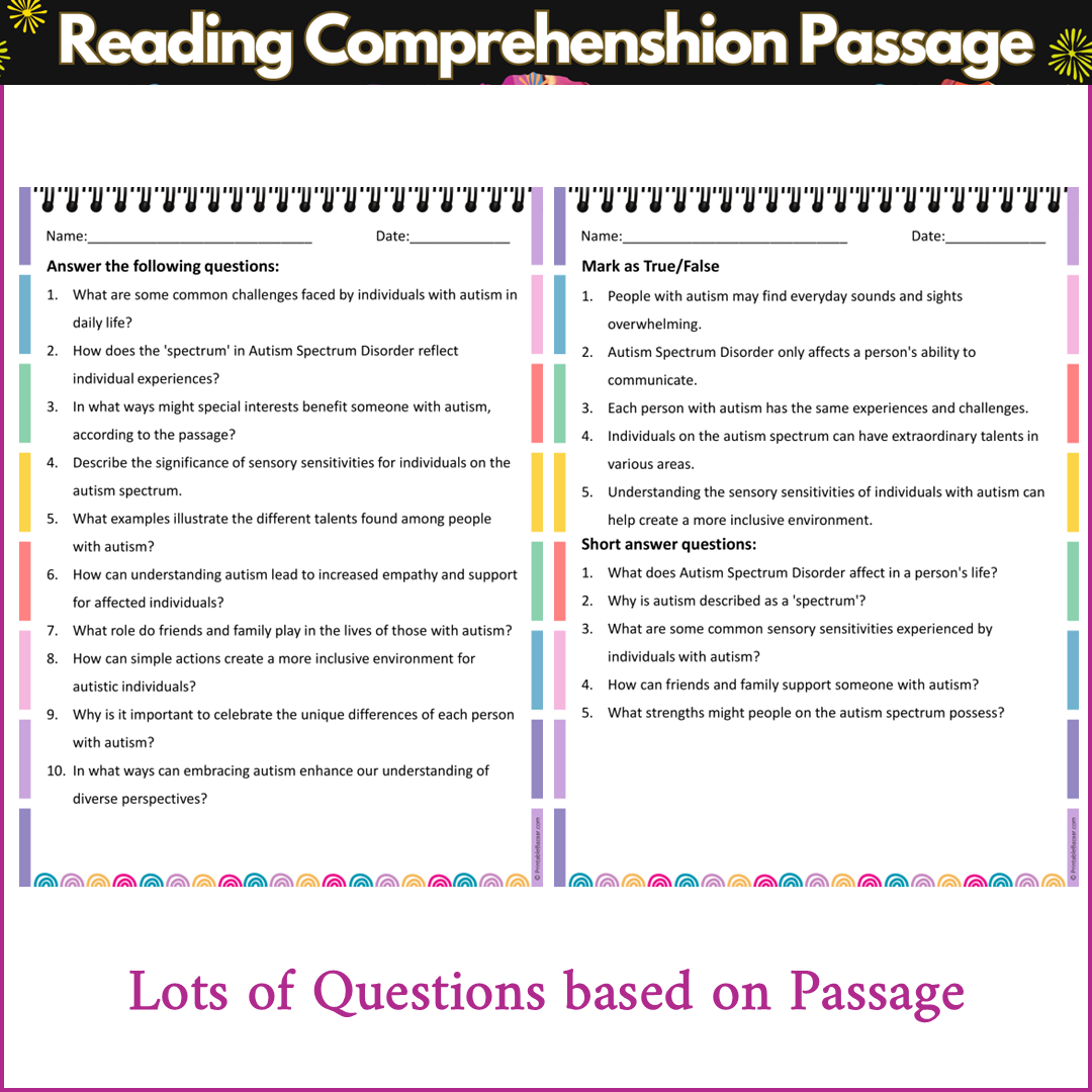 Autism Spectrum | Reading Comprehension Passage and Questions