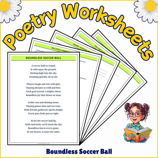 Boundless Soccer Ball | Poem Grammar Worksheet Printable Activity