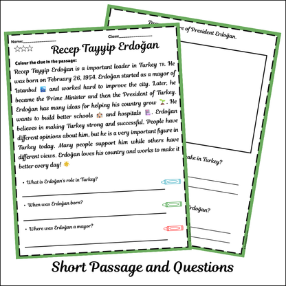 Recep Tayyip Erdoğan | Short Reading Comprehension Creative Worksheet
