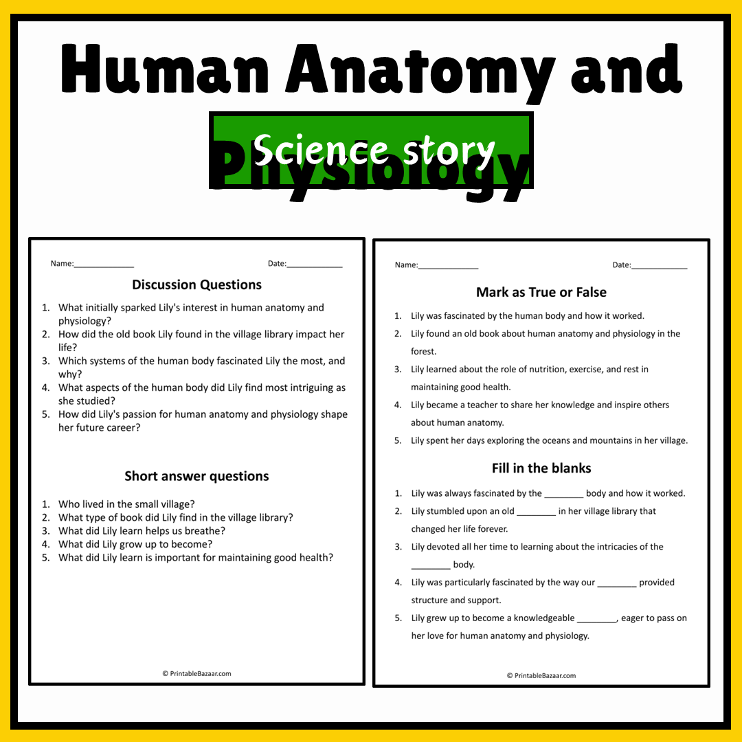 Human Anatomy and Physiology | Science Story Reading Comprehension Activity