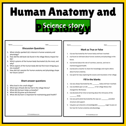 Human Anatomy and Physiology | Science Story Reading Comprehension Activity