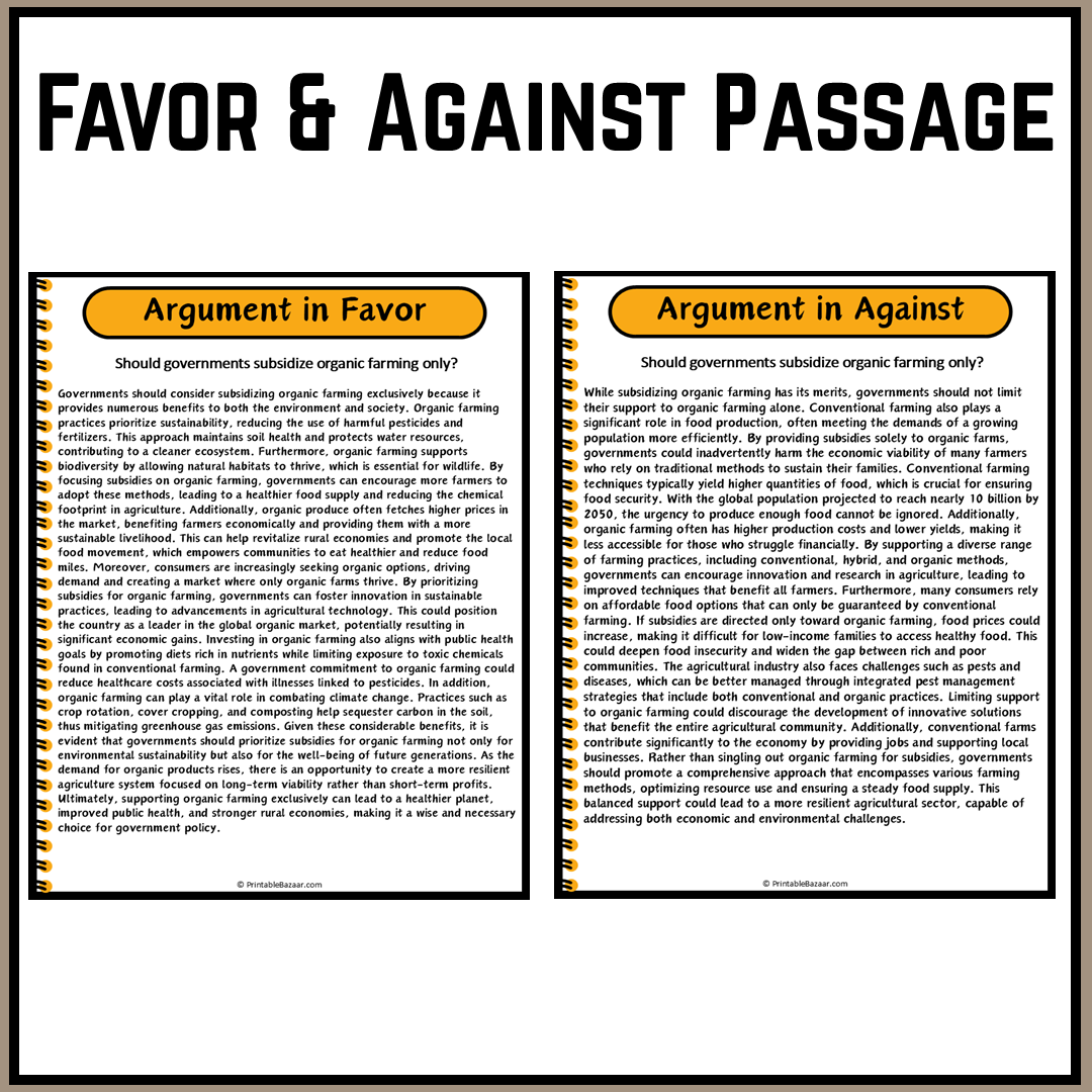 Should governments subsidize organic farming only? | Debate Case Study Worksheet