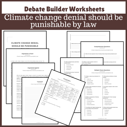 Climate change denial should be punishable by law | Favour and Against Worksheet Printable Activity