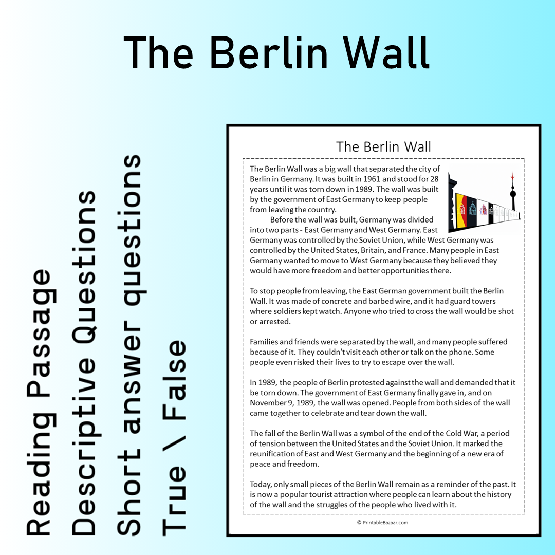 The Berlin Wall | Reading Comprehension Passage Printable Worksheet