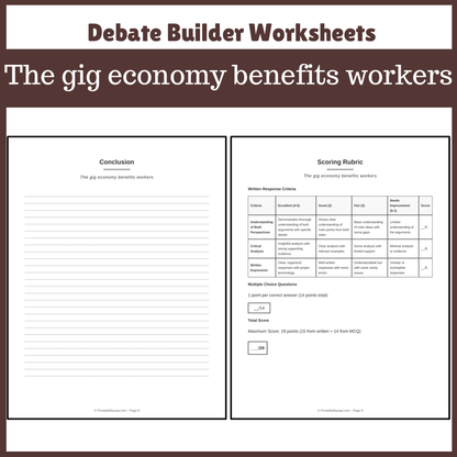 The gig economy benefits workers | Favour and Against Worksheet Printable Activity