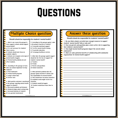 Should schools be responsible for students' mental health? | Debate Case Study Worksheet