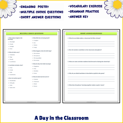 A Day in the Classroom | Poem Grammar Worksheet Printable Activity