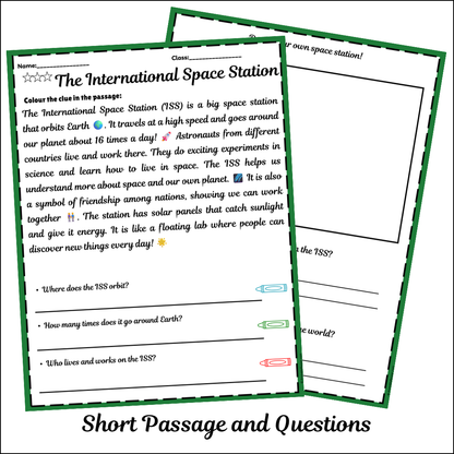 The International Space Station | Short Reading Comprehension Creative Worksheet