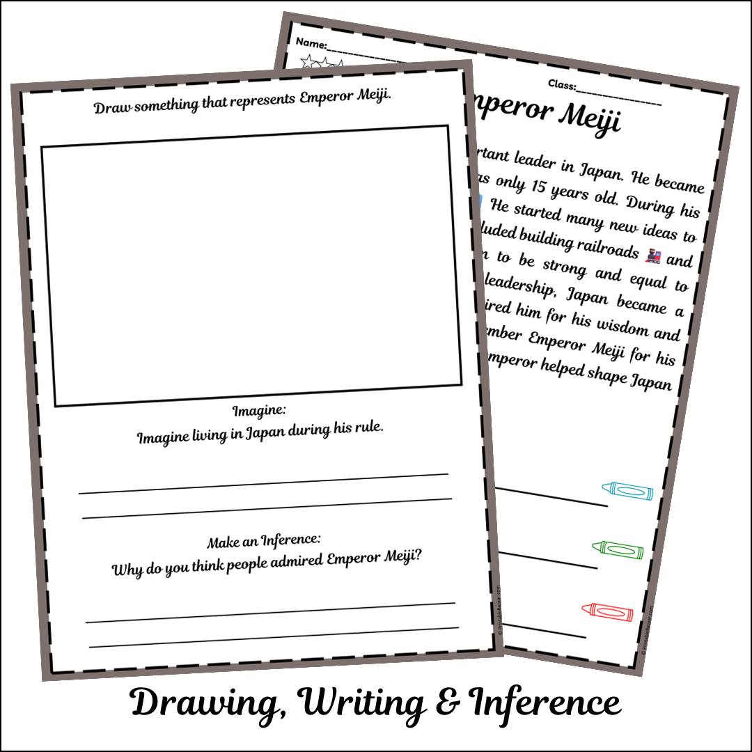 Emperor Meiji | Short Reading Comprehension Creative Worksheet