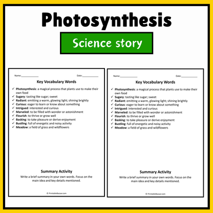 Photosynthesis | Science Story Reading Comprehension Activity
