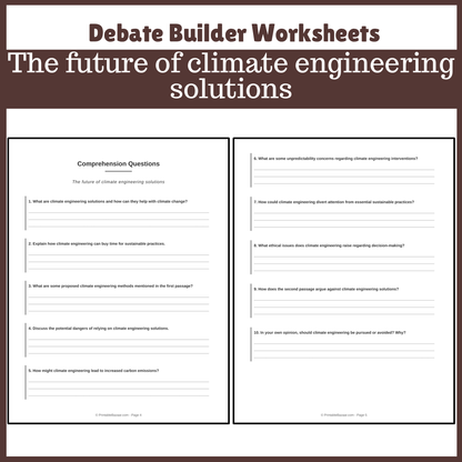 The future of climate engineering solutions | Favour and Against Worksheet Printable Activity