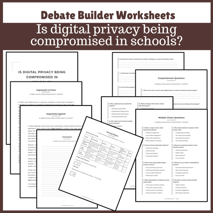 Is digital privacy being compromised in schools? | Favour and Against Worksheet Printable Activity
