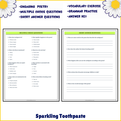 Sparkling Toothpaste | Poem Grammar Worksheet Printable Activity