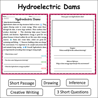 Hydroelectric Dams | Short Reading Comprehension Creative Worksheet