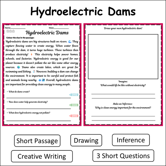 Hydroelectric Dams | Short Reading Comprehension Creative Worksheet