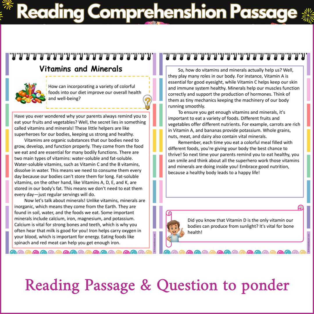 Vitamins and Minerals | Reading Comprehension Passage and Questions