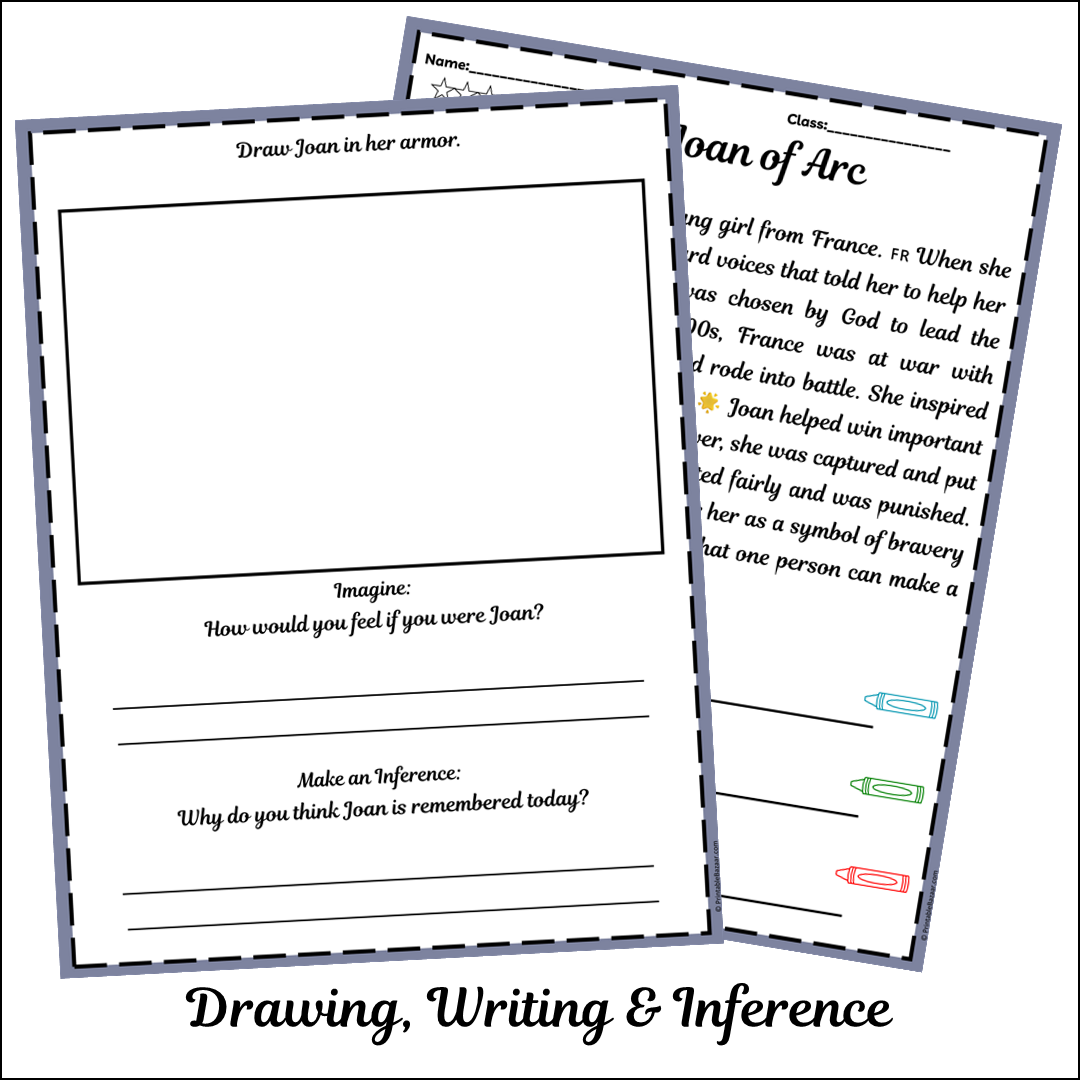 Joan of Arc | Short Reading Comprehension Creative Worksheet