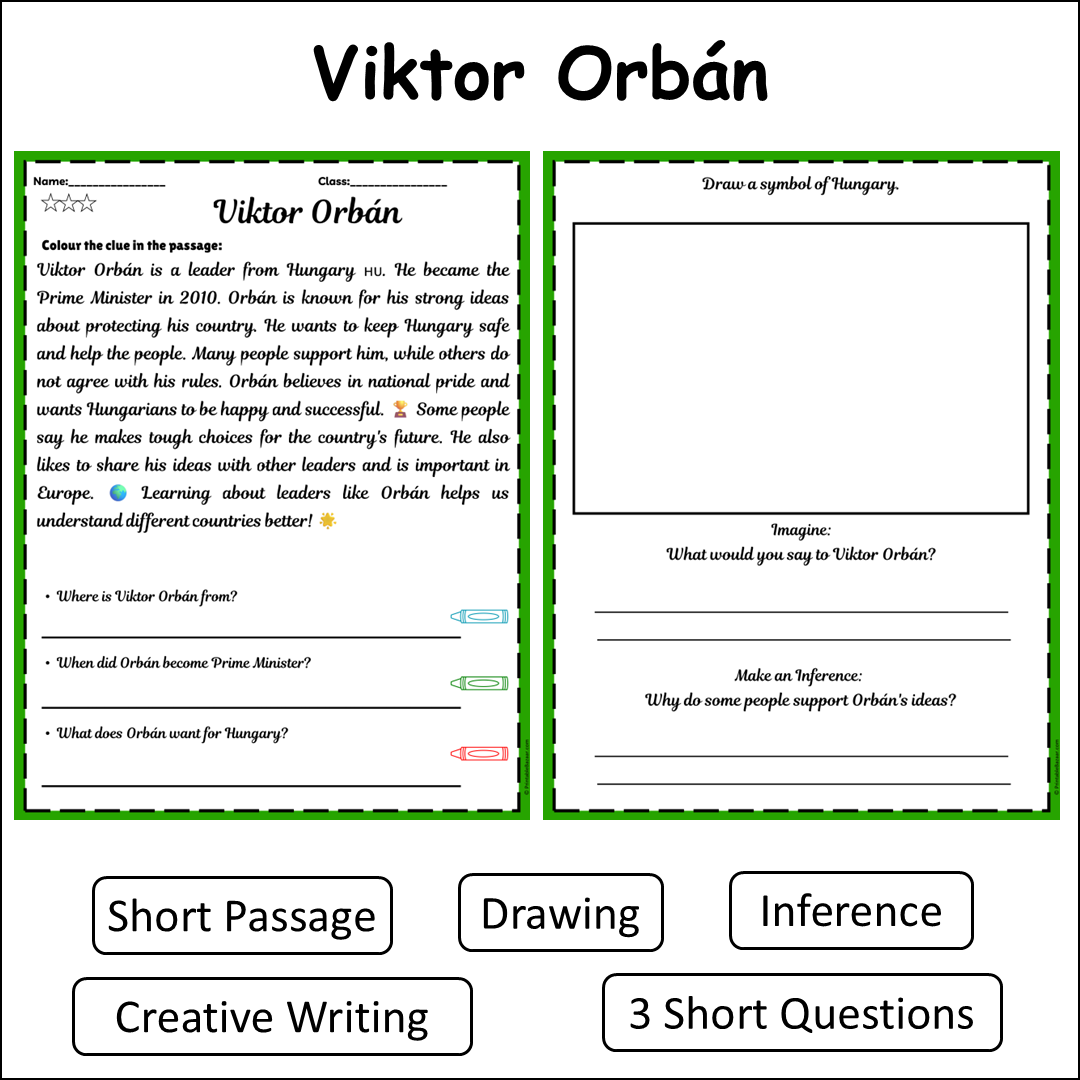 Viktor Orbán | Short Reading Comprehension Creative Worksheet