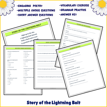 Story of the Lightning Bolt | Poem Grammar Worksheet Printable Activity