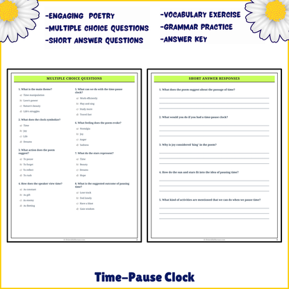 Time-Pause Clock | Poem Grammar Worksheet Printable Activity