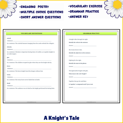 A Knight's Tale | Poem Grammar Worksheet Printable Activity