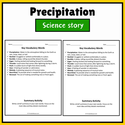 Precipitation | Science Story Reading Comprehension Activity