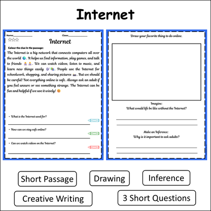 Internet | Short Reading Comprehension Creative Worksheet