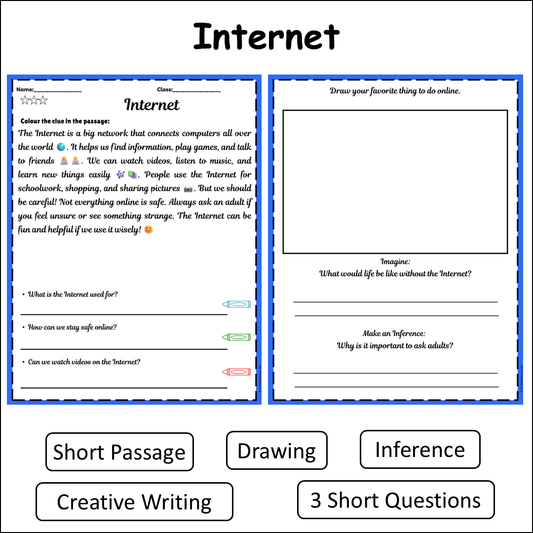Internet | Short Reading Comprehension Creative Worksheet