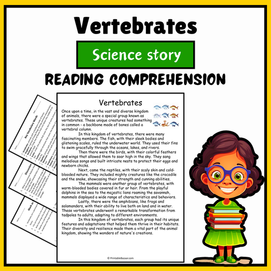 Vertebrates | Science Story Reading Comprehension Activity