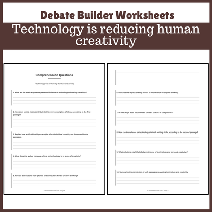 Technology is reducing human creativity | Favour and Against Worksheet Printable Activity