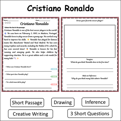 Cristiano Ronaldo | Short Reading Comprehension Creative Worksheet