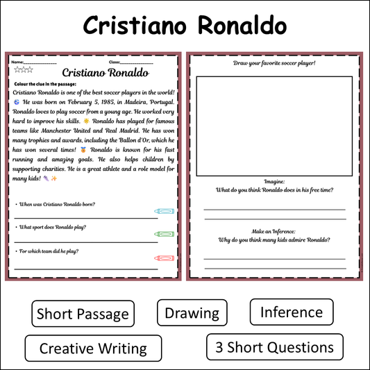 Cristiano Ronaldo | Short Reading Comprehension Creative Worksheet