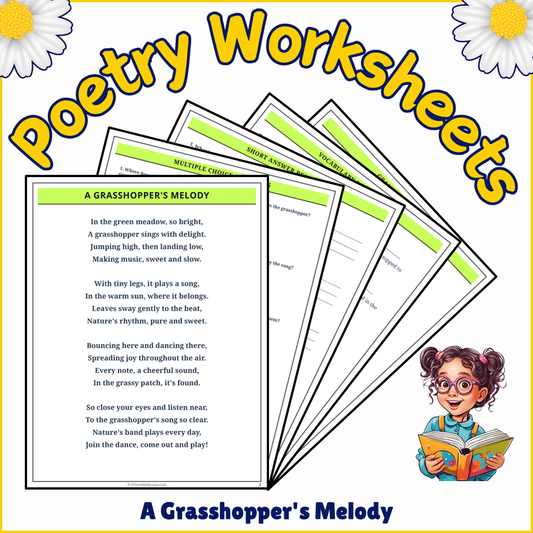 A Grasshopper's Melody | Poem Grammar Worksheet Printable Activity