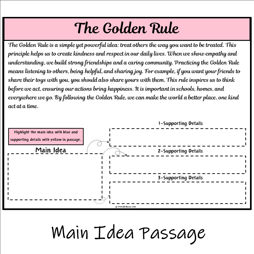 The Golden Rule | Main Idea and Supporting Details Reading Passage and Questions