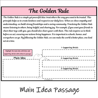 The Golden Rule | Main Idea and Supporting Details Reading Passage and Questions