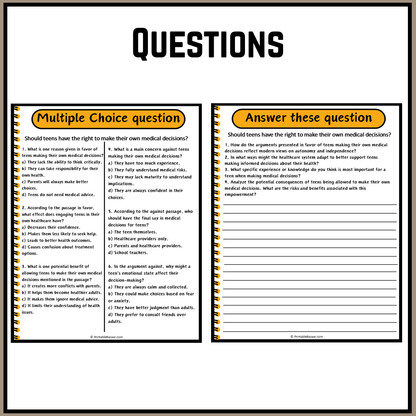 Should teens have the right to make their own medical decisions? | Debate Case Study Worksheet