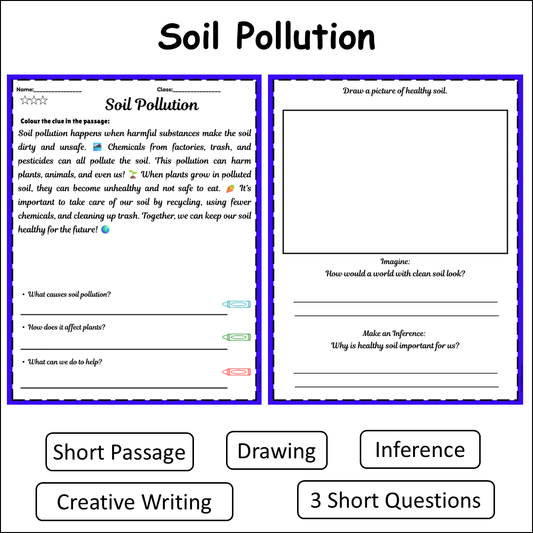 Soil Pollution | Short Reading Comprehension Creative Worksheet