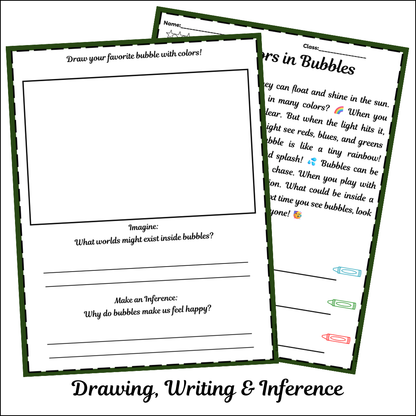 Colors in Bubbles | Short Reading Comprehension Creative Worksheet