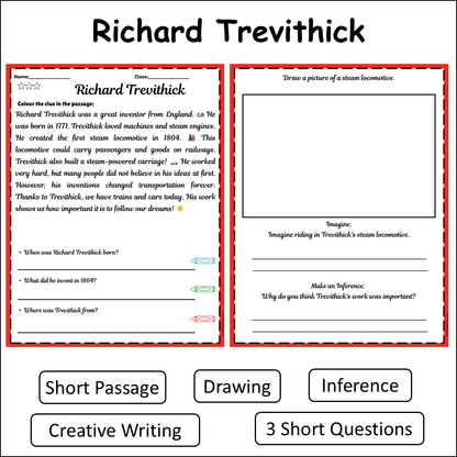 Richard Trevithick | Short Reading Comprehension Creative Worksheet