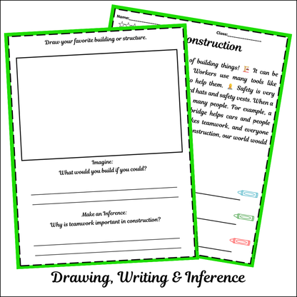 Construction | Short Reading Comprehension Creative Worksheet