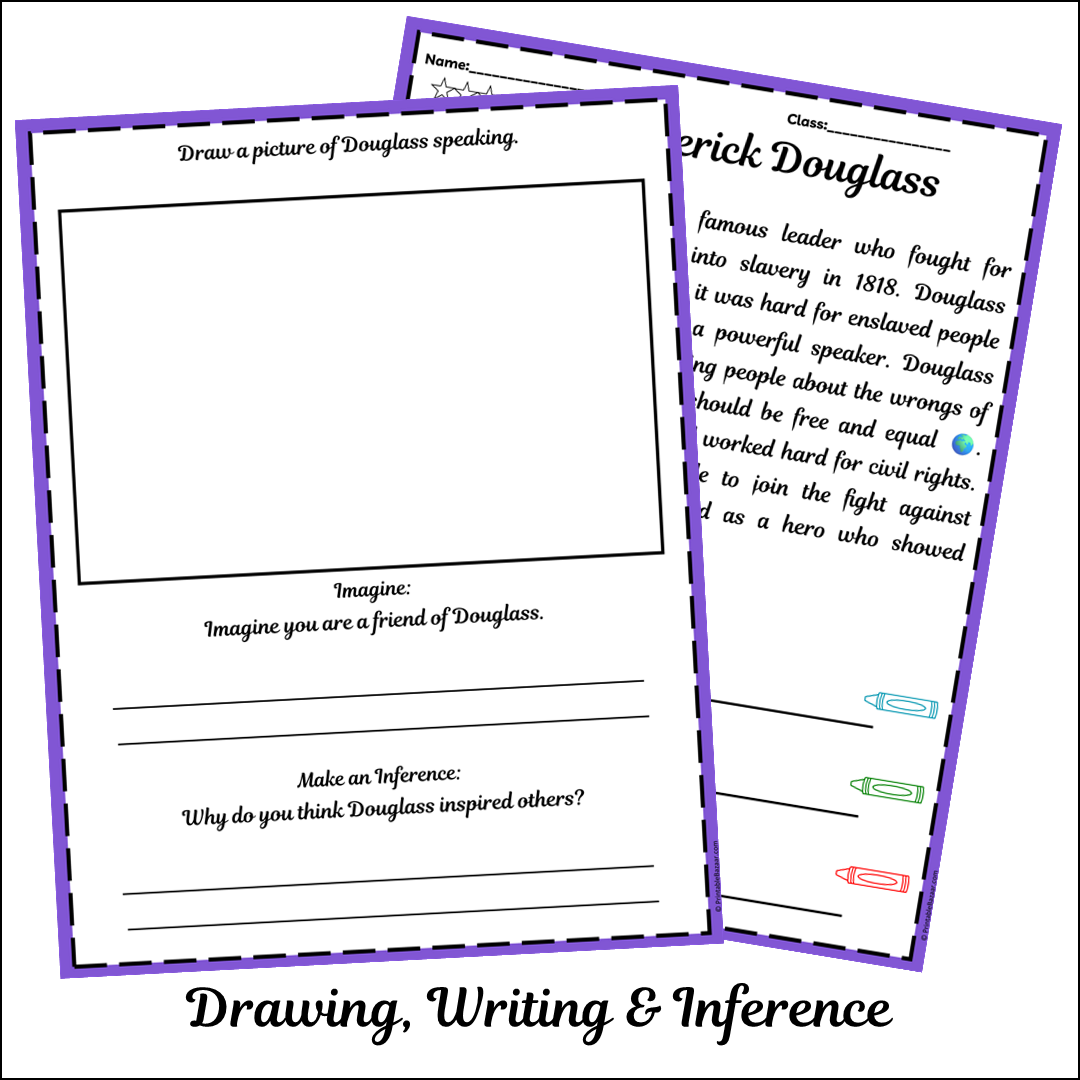 Frederick Douglass | Short Reading Comprehension Creative Worksheet