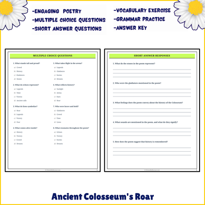 Ancient Colosseum's Roar | Poem Grammar Worksheet Printable Activity