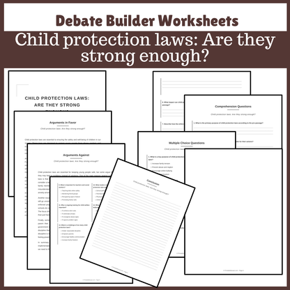 Child protection laws: Are they strong enough? | Favour and Against Worksheet Printable Activity