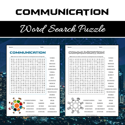 Communication Word Search Puzzle Worksheet PDF